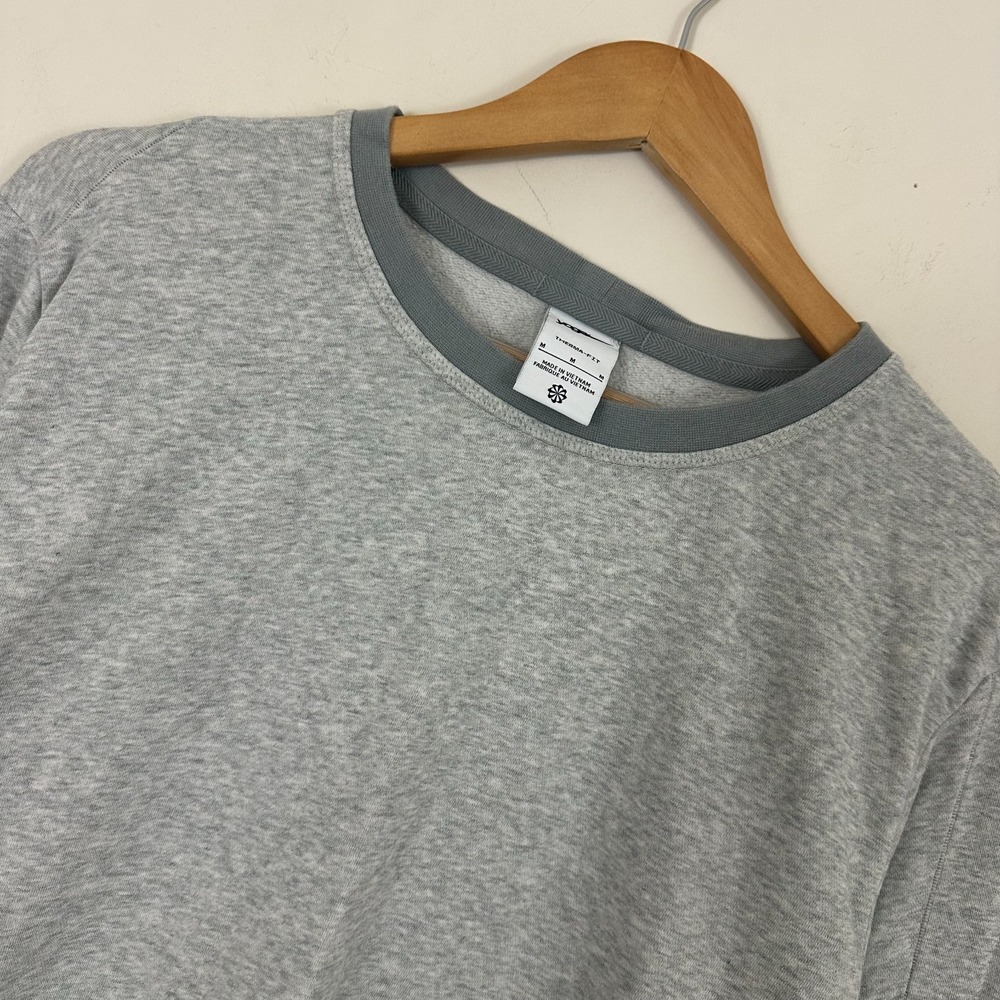 Nike Yoga Sweatshirt Heather Gray Fleece Lined Therma-Fit Crew Neck Mens Medium